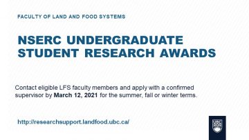 NSERC Undergraduate Student Research Awards (USRA)