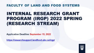 LFS Internal Research Grant Program (IRGP) deadline is pushed back